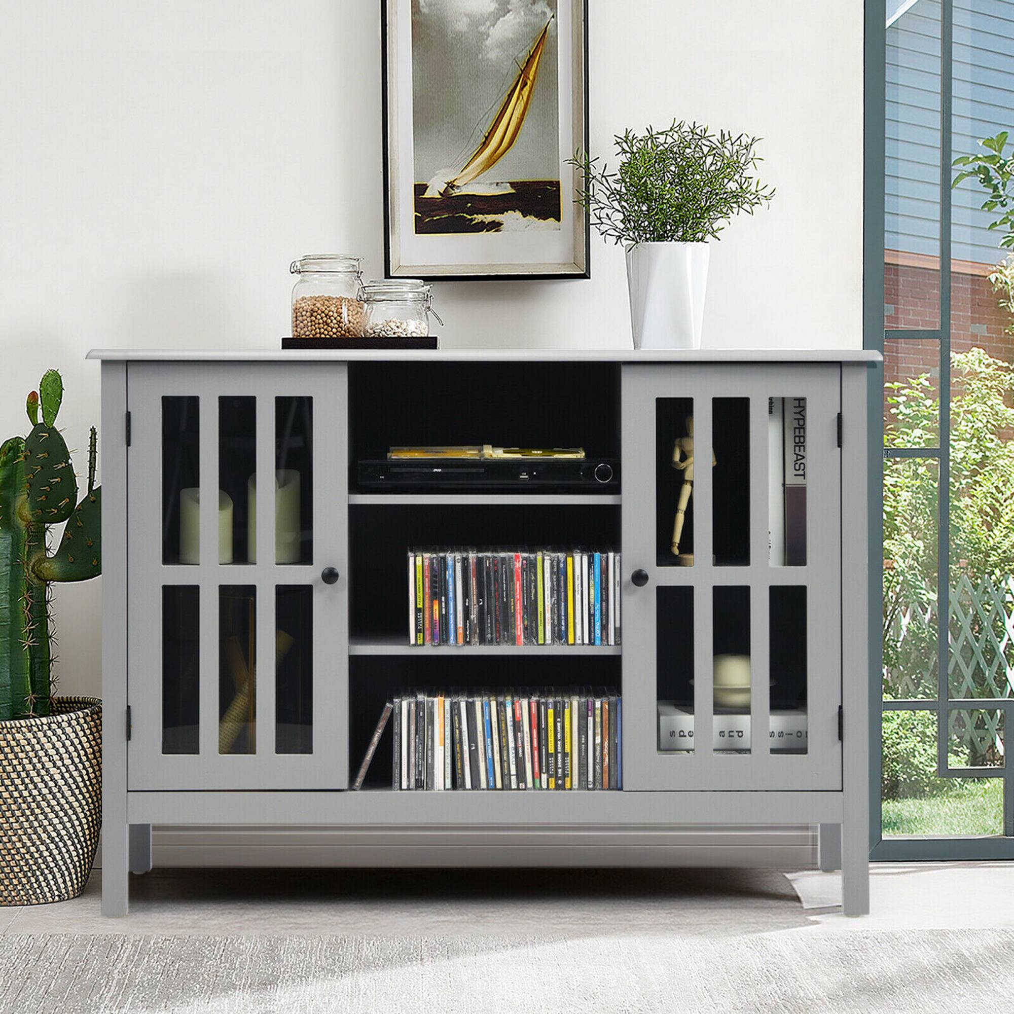 Alt View 13. Costway - Wood TV Stand Entertainment Media Center Console for TV's up to 50'' Grey - Gray.