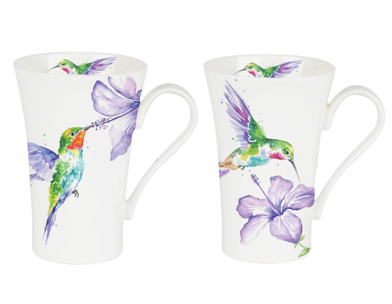 Angle. Jiallo - Roy Kirkham LATTE MUG 600ML-HUMMBIRDS  - Set of 6, Bone China Made in England - Mutli color.