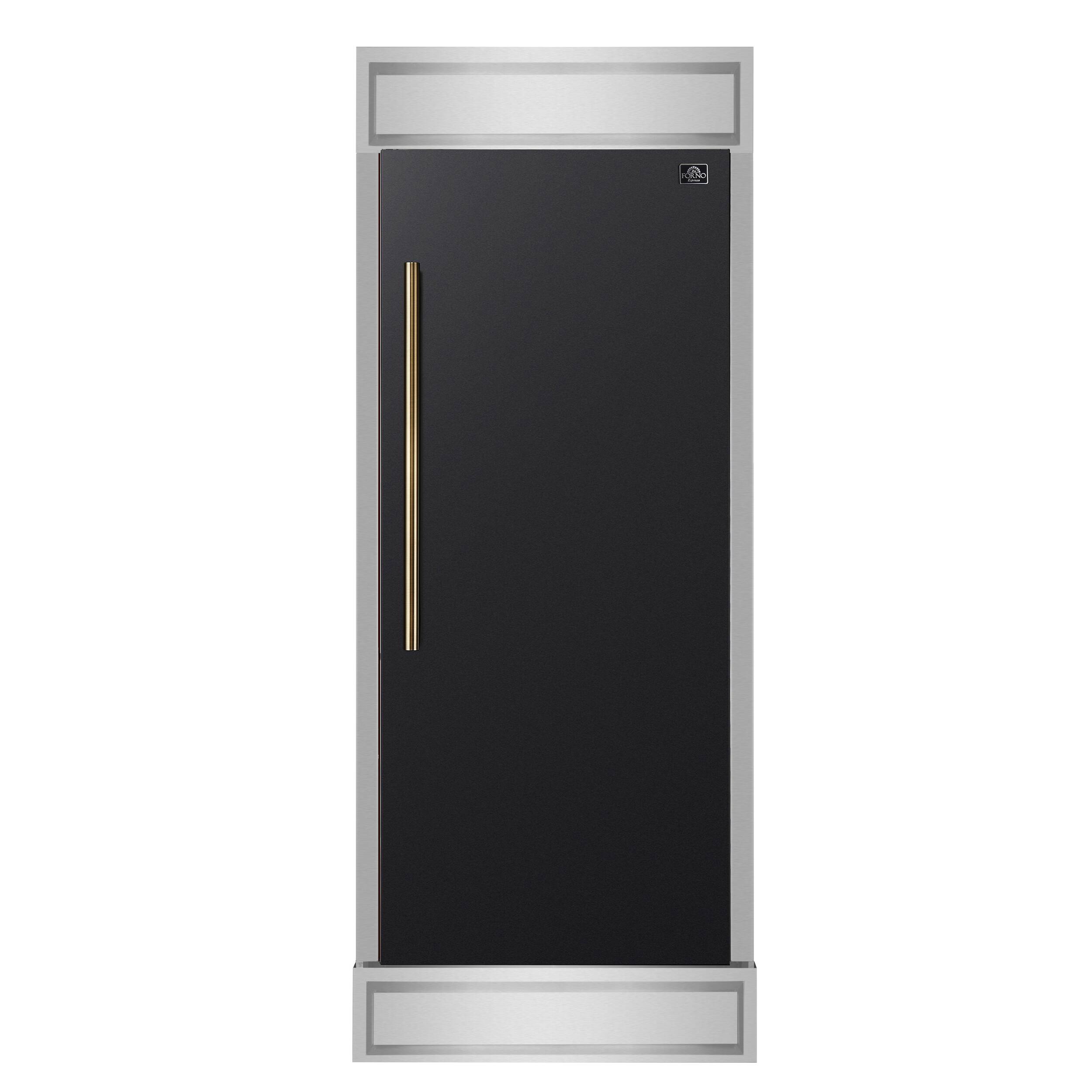 Front. Forno Appliances - Maderno 13.6 Cu. Ft. Built-In Upright Convertible Refrigerator-Freezer with Right Swing Door - Black/Silver.