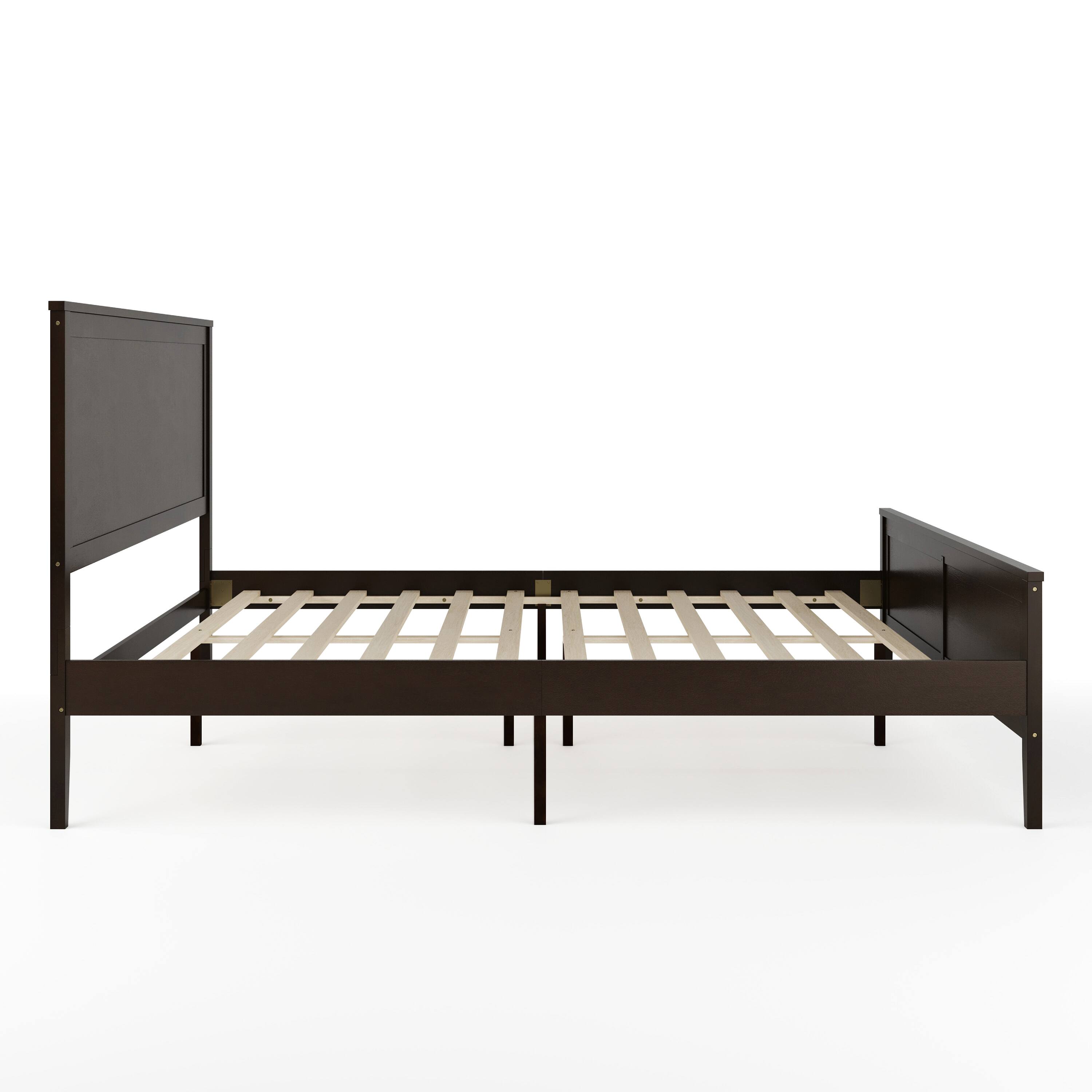 Alt View 17. Martha Stewart - Corbin Wooden King Size Platform Bed with Headboard and Footboard - Dark Brown.