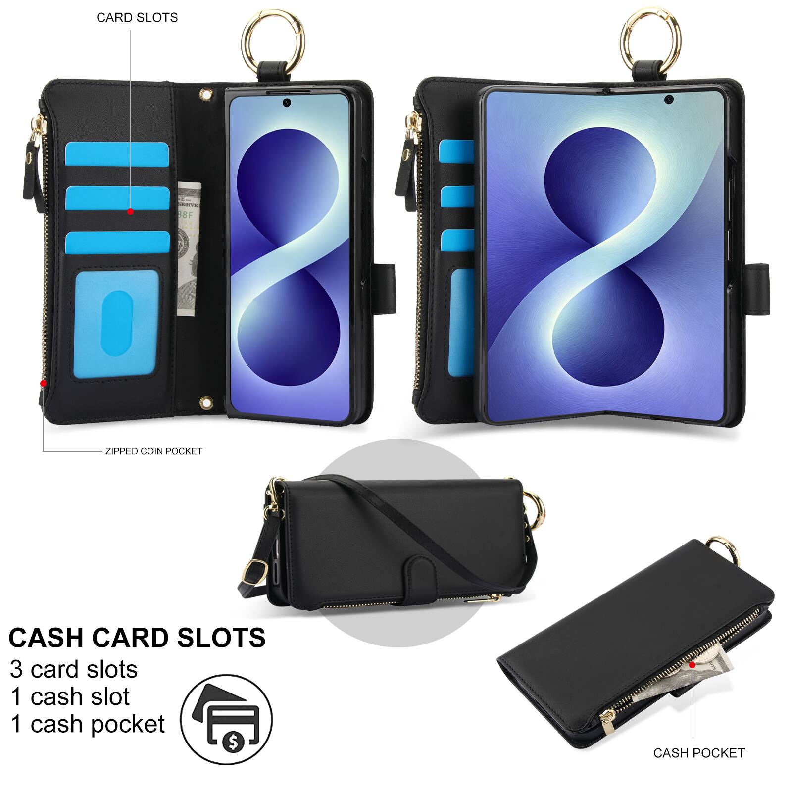 CARD SLOTS 2- Lave 8F 12 ZIPPED COIN POCKET

CASH CARD SLOTS
3 card slots
1 cash slot
1 cash pocket

CASH POCKET