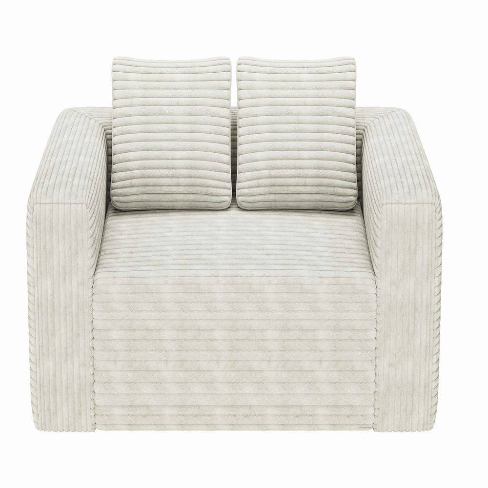Alt View 7. Kadyn - 2-Seater Corduroy Memory Foam Floor Sofa in a Box, No Assembly for Living Room - White.