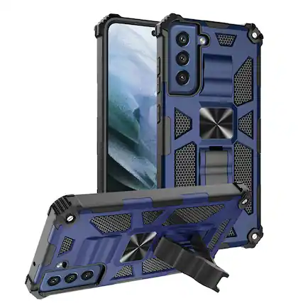 Front. Reiko - Built-In Kickstand Tpu Case With Magnetic Mount For Samsung Galaxy S22 Plus In Blue - Blue.