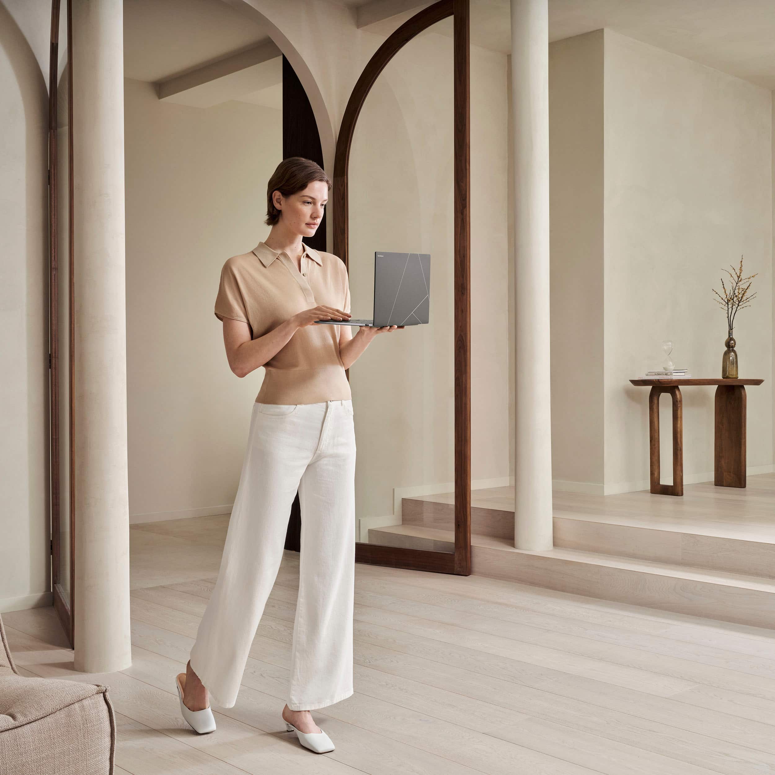 Alt View 14. ASUS - Zenbook S 14 - 14" 3K OLED Touch Laptop - Copilot+ PC - Intel Core Ultra 7 - 16GB Memory - 1TB SSD - Zumaia Gray.