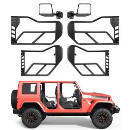 VEVOR - Jeep Tube Doors, 4-Door, Compatible with 2007-2018 Jeep Wrangler JK JKU Unlimited, Steel Off Road Front & Rear Tubular - Black
