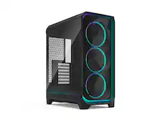 Front. Fractal Design - Fractal Design Meshify 3 Ambience Pro RGB ATX mATX Mid Tower PC Case - Black Chassis with Light Tinted TG Side Panel - Black.