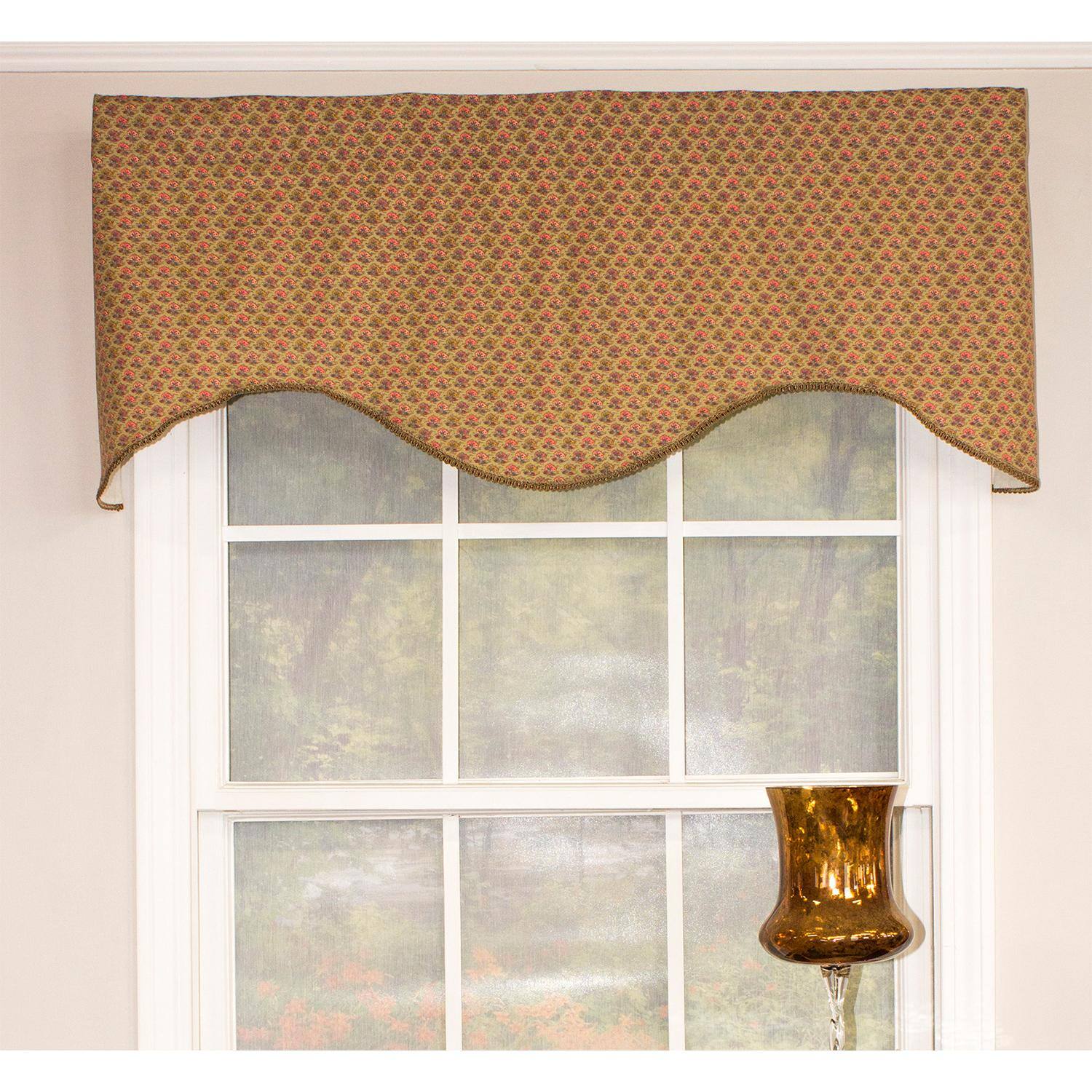 Angle. RLF Home - RLF Home Meadow Cornice 100% Cotton with Fully Lined 3" Rod Pocket Valnance for Windows 50" x 17" Sage - Sage.