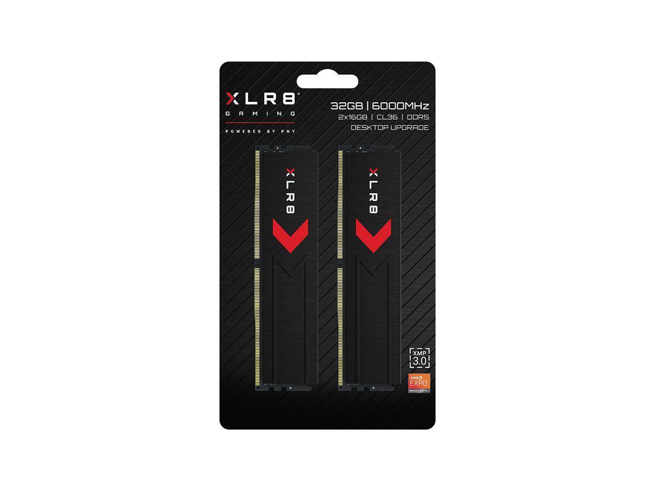 XL R8 Gaming  
32GB | 6000MHz  
2x16GB | CL36 | D.O.R.S  
Powered by PMY  
Desktop Upgrade  
LR8 XLR8 XMP 3.0  
AMD EXPO