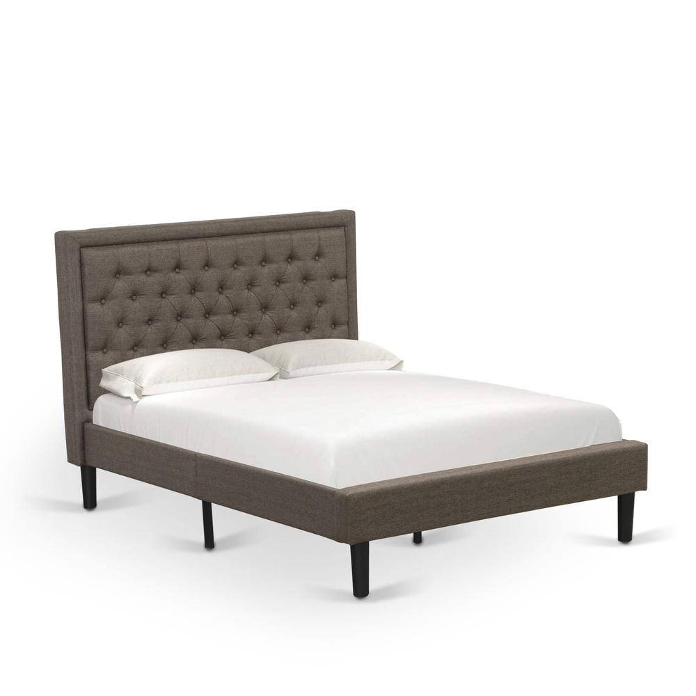 Alt View 1. East West Furniture - KD18F-1VL06 2 Piece Wooden Bedroom Set - Wood Bed Frame Brown Headboard with 1 Nightstand - Black Finish Legs - Brown.