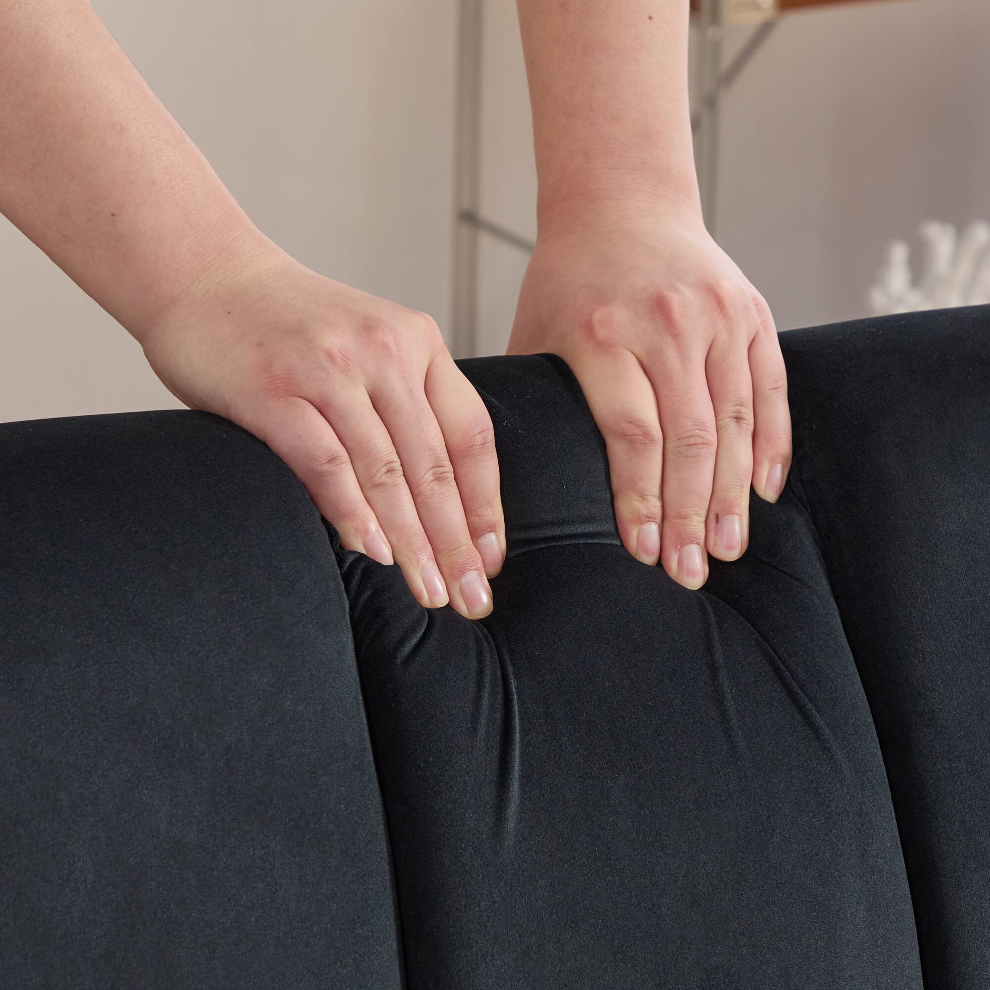 Alt View 9. GOODSILO - Modern Upholstered Armless Accent Chair with Solid Wood Legs for Living Room, Bedroom, and Office - Black.