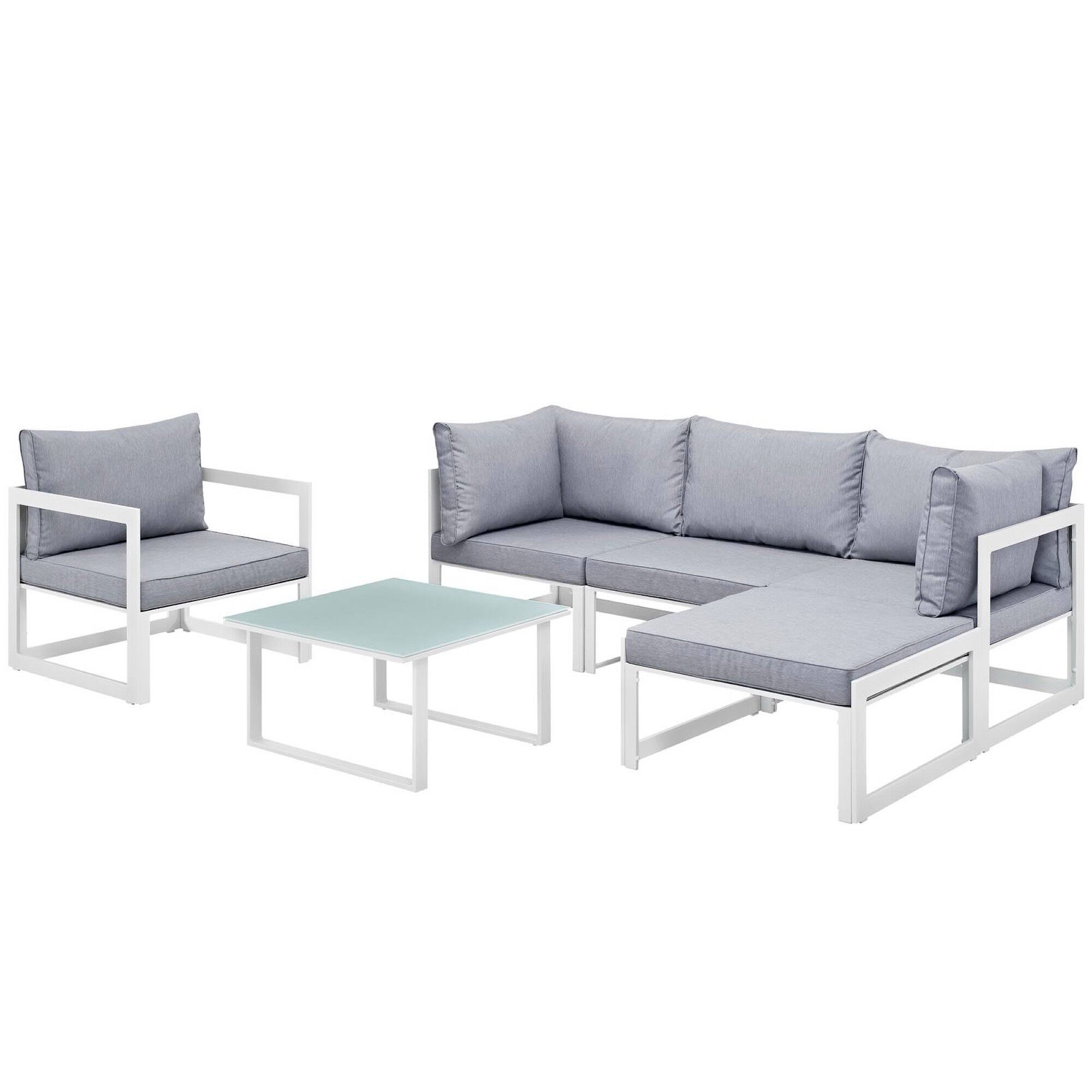 Angle. Modway - Fortuna 6 Piece Outdoor Patio Sectional Sofa Set by Modway - White Gray.