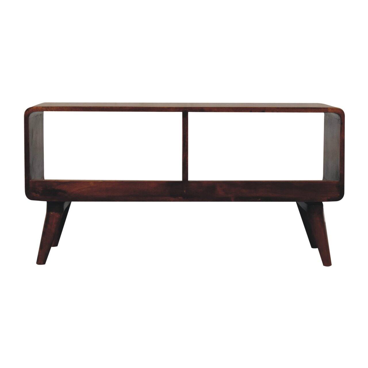 Alt View 4. Artisan Furniture - Artisan Furniture Solid Wood Curved Chestnut Double Slot Media Unit, 2 Open Slots, Dark Brown - Brown.
