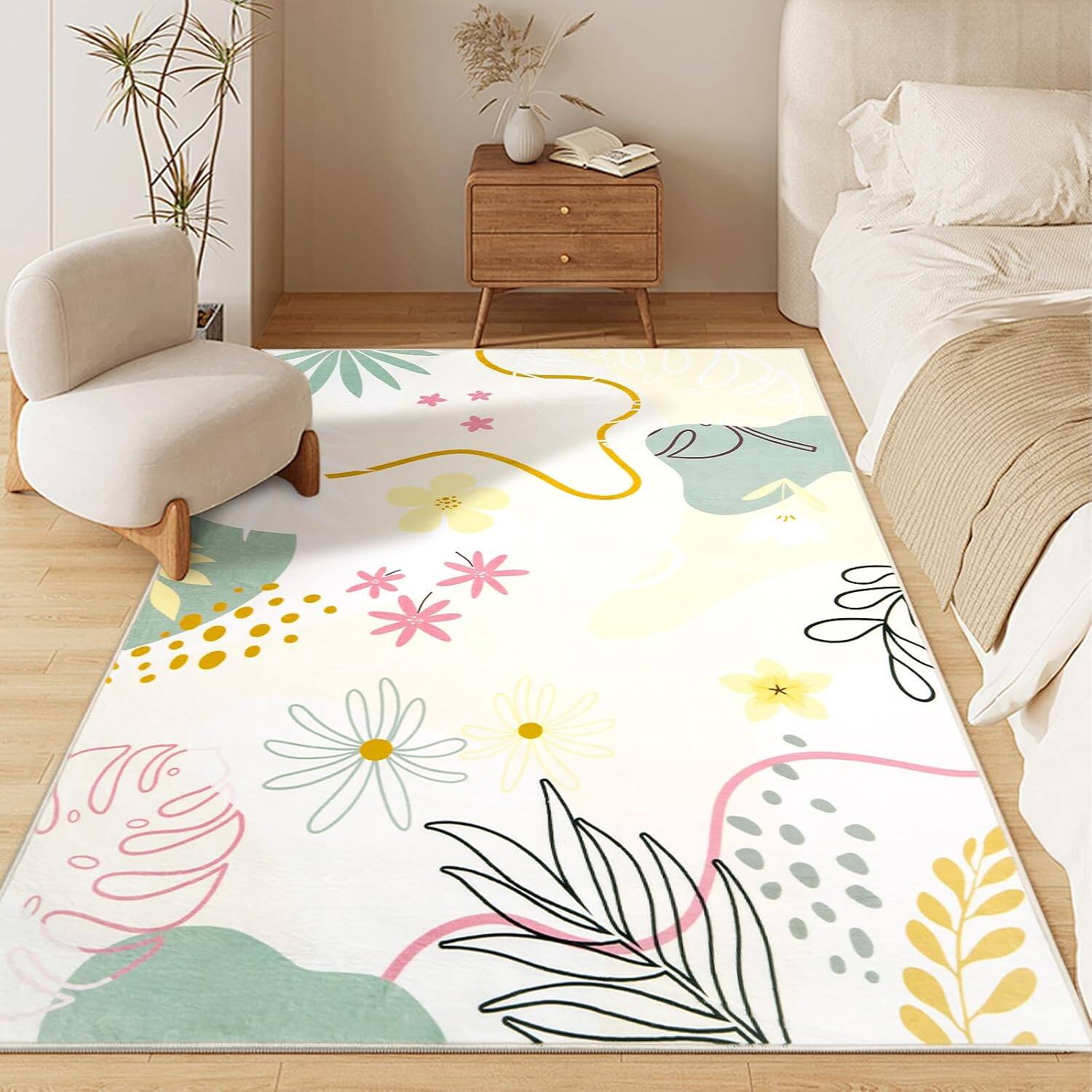 Alt View 5. mosiso - 5x7 Area Rug Soft Low-Pile Non-Slip Indoor Floor Mat Washable Rug for Living Room & Home Decor - H1026.