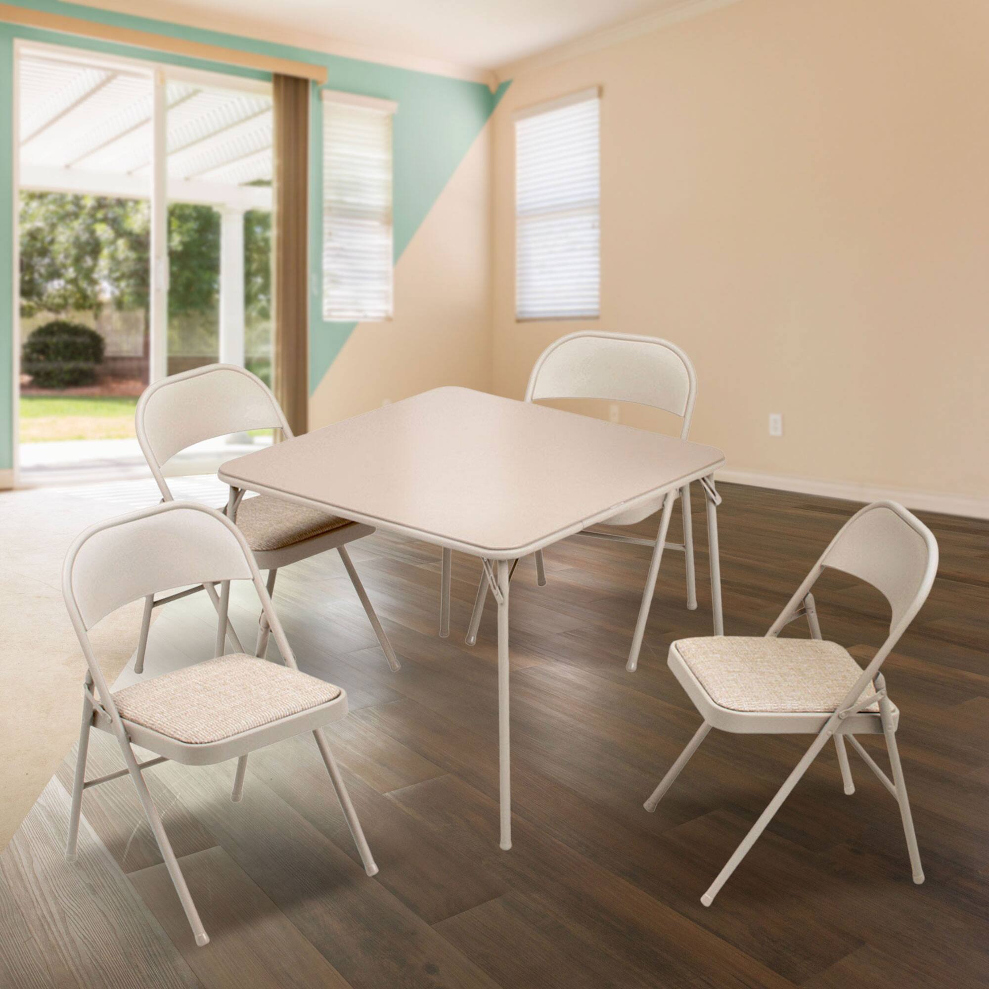 Alt View 3. MECO - MECO Sudden Comfort 5 Piece 34x34 Card Table and 4 Chairs Folding Furniture Set - Tan.