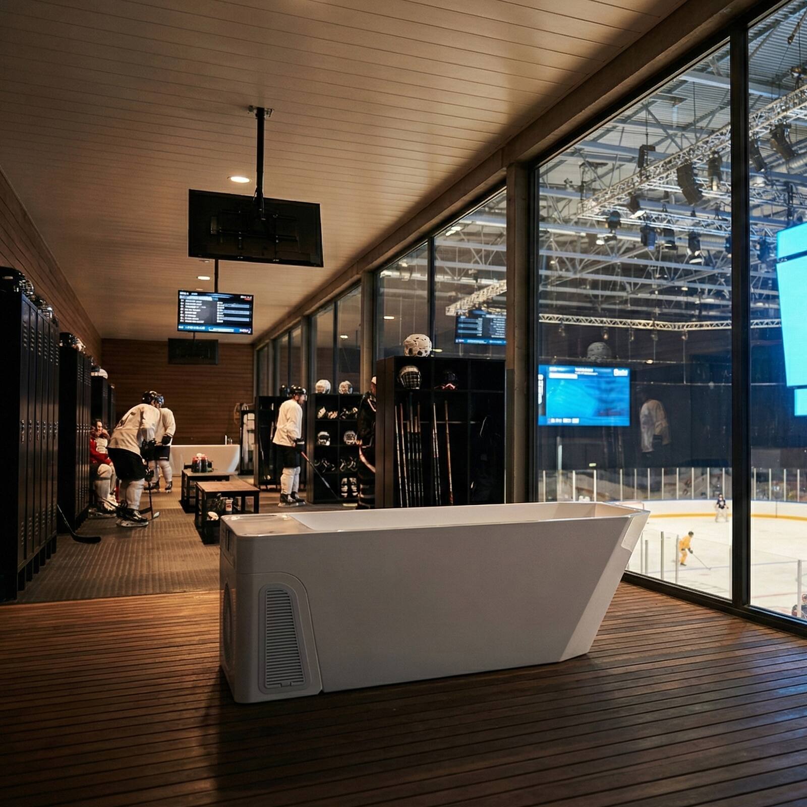 Alt View 7. Empava - 77 in. x 31.5 in. Cold Plunge Freestanding Bathtub 2 Jets Ice Bath W/ Ozone Sterilization - Chiller - Heater in White - White.