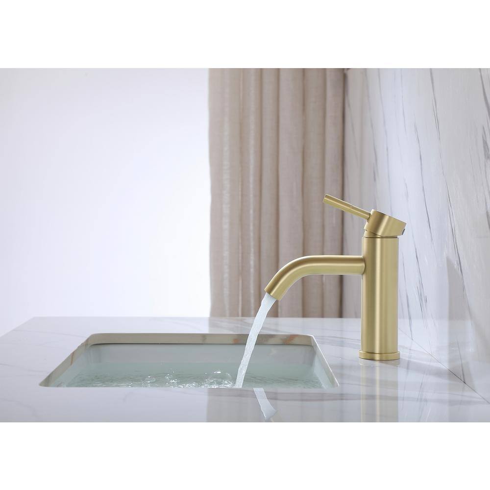 Alt View 6. Elegant Kitchen and Bath - Victor Single Hole Single Handle Bathroom Faucet in Brushed Gold - Brushed Gold.