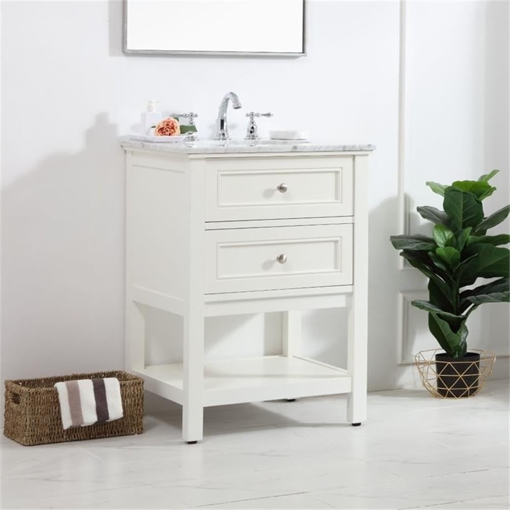 Angle. Elegant Kitchen and Bath - 24 in. Single bathroom vanity set in White - White.