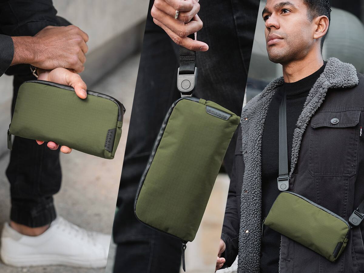 Alt View 6. ALPAKA - Flight Pouch Crossbody Phone Bag & Travel Organizer for Passport, Phone, Cards & Everyday Carry, Weather-Resistant - Green Axoflux 210D.