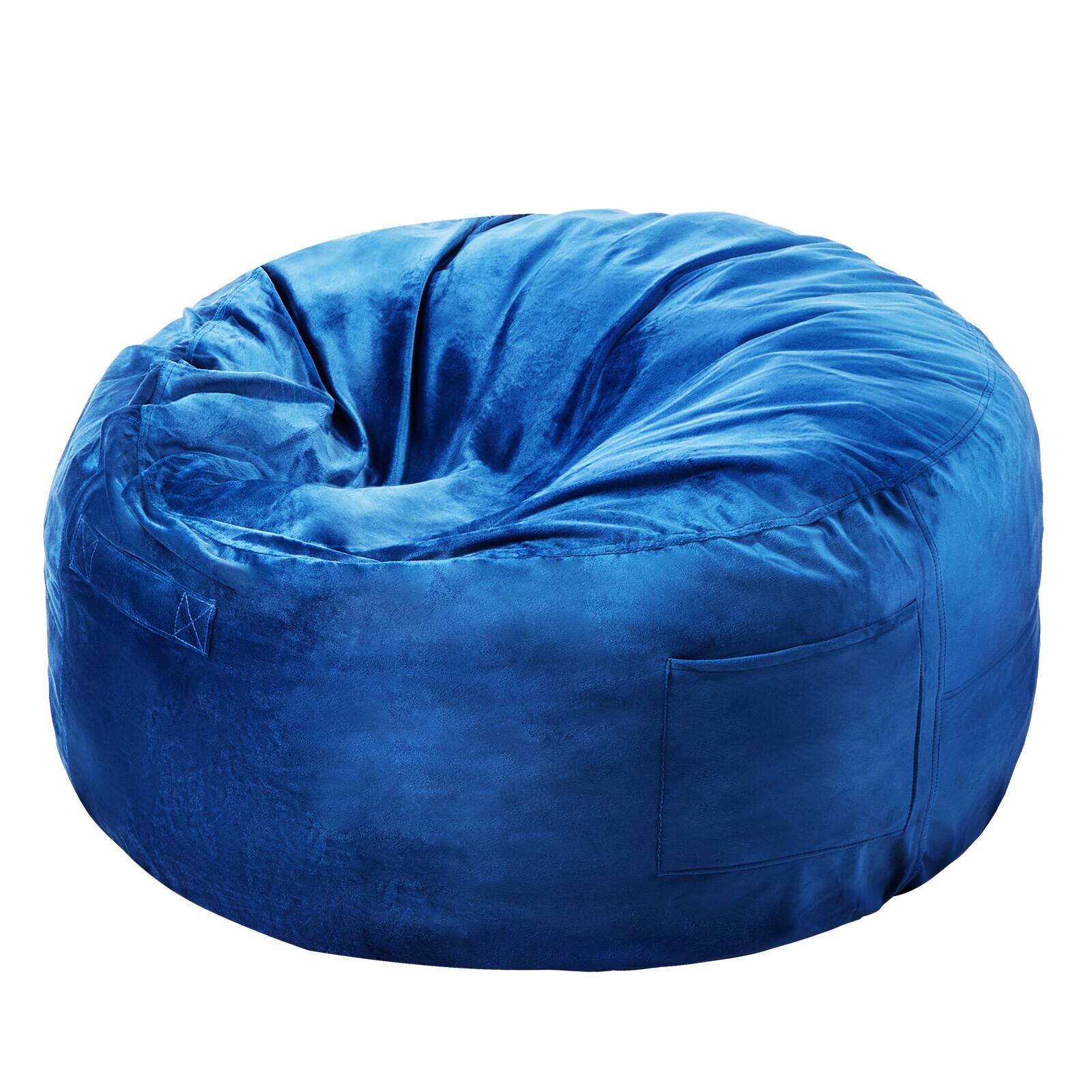 Alt View 5. VEVOR - Bean Bag Chair, 3 feet Round Bean Bag Chair with Removable and Washable Cover, 25D Memory Foam Filled - Blue.