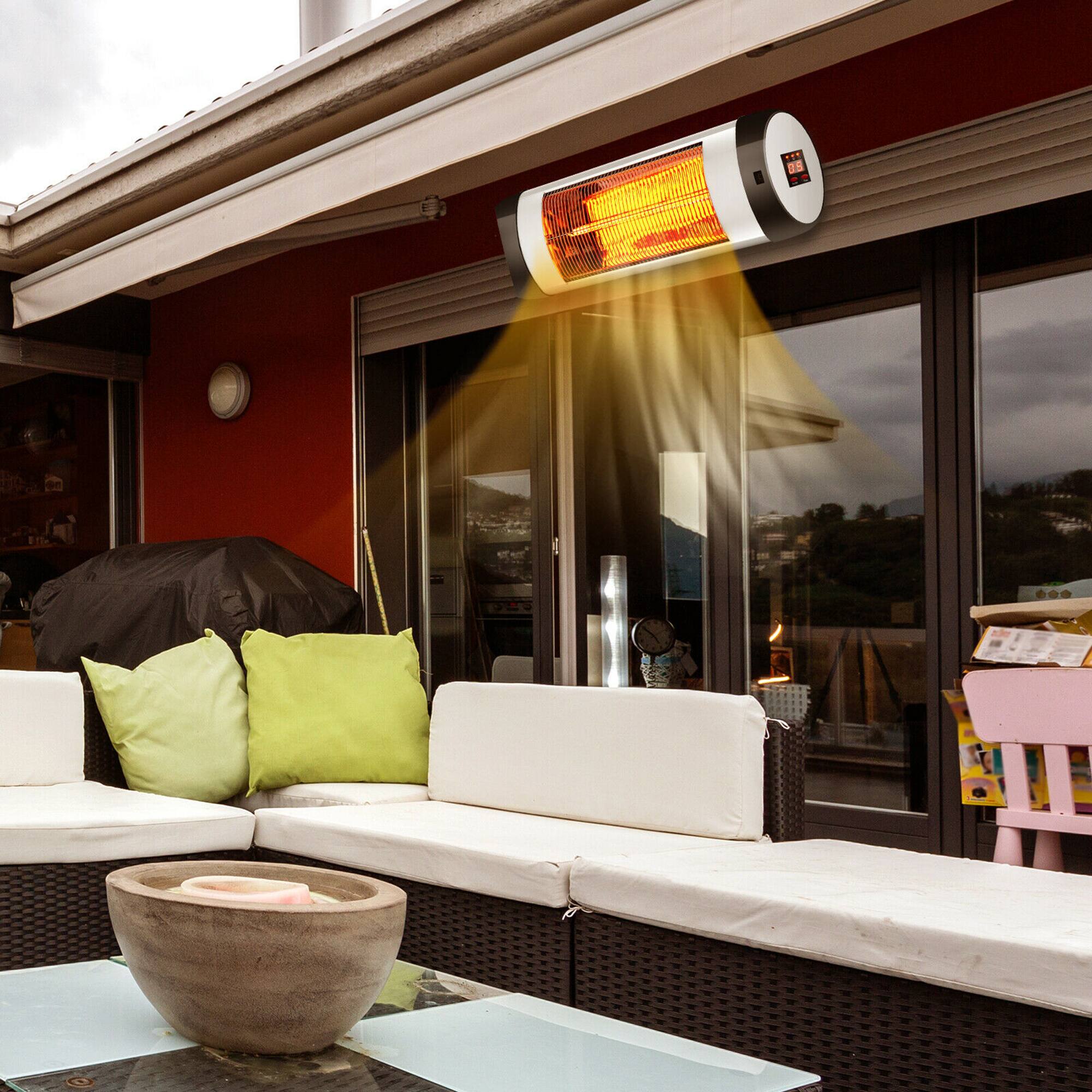 Alt View 1. Costway - Costway Wall-Mounted Electric Heater Patio Infrared Heater W/ Remote Control - Black,Silver.