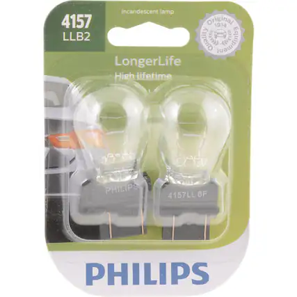 Incandescent lamp
4157
LLB2
Original 1914
Quality Equipment
Longer Life
High Lifetime
PHILIPS
4157LL 8F
PHILIPS
