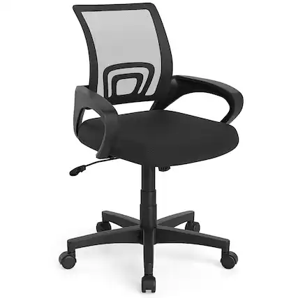 Front. Gymax - Gymax Mesh Office Chair Ergonomic Computer Desk Chair w/Lumbar Support Armrests Black - Black.