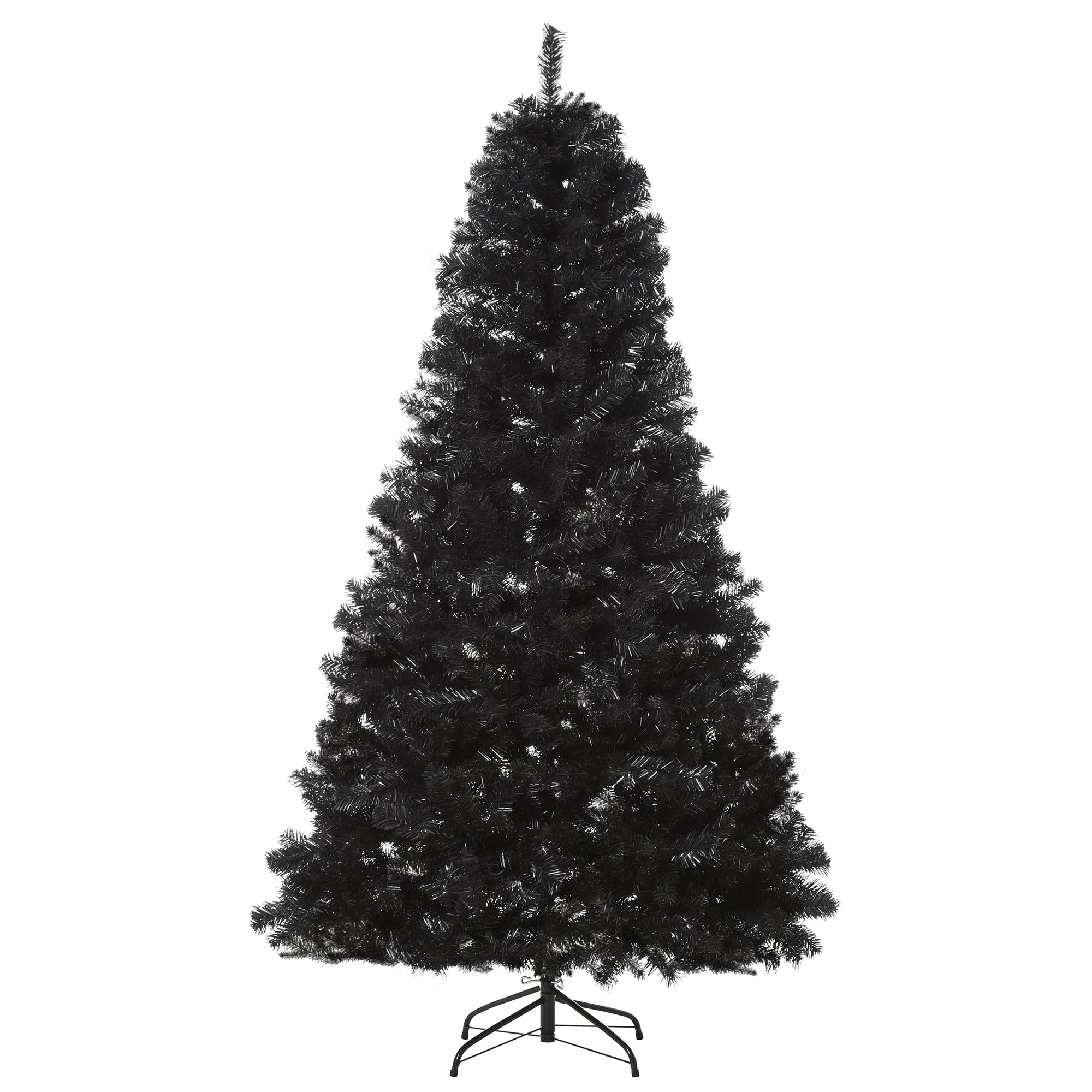 Homcom - 7ft Artificial Christmas Tree Unlit Douglas Fir with Realistic Branches and 1346 Tips, Halloween Style - Black