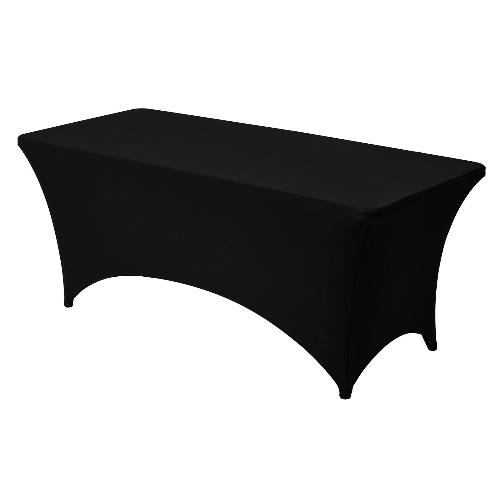 Alt View 5. VEVOR - 10 Pack Table Cloth for 6FT Rectangular Fitted Events, Wrinkle-Resistant Stretch Black Table Covers - Black.