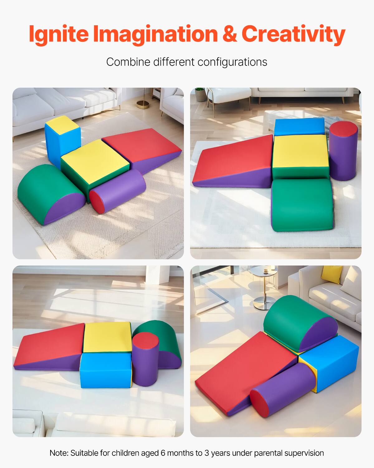 Ignite Imagination & Creativity

Combine different configurations

Note: Suitable for children aged 6 months to 3 years under parental supervision