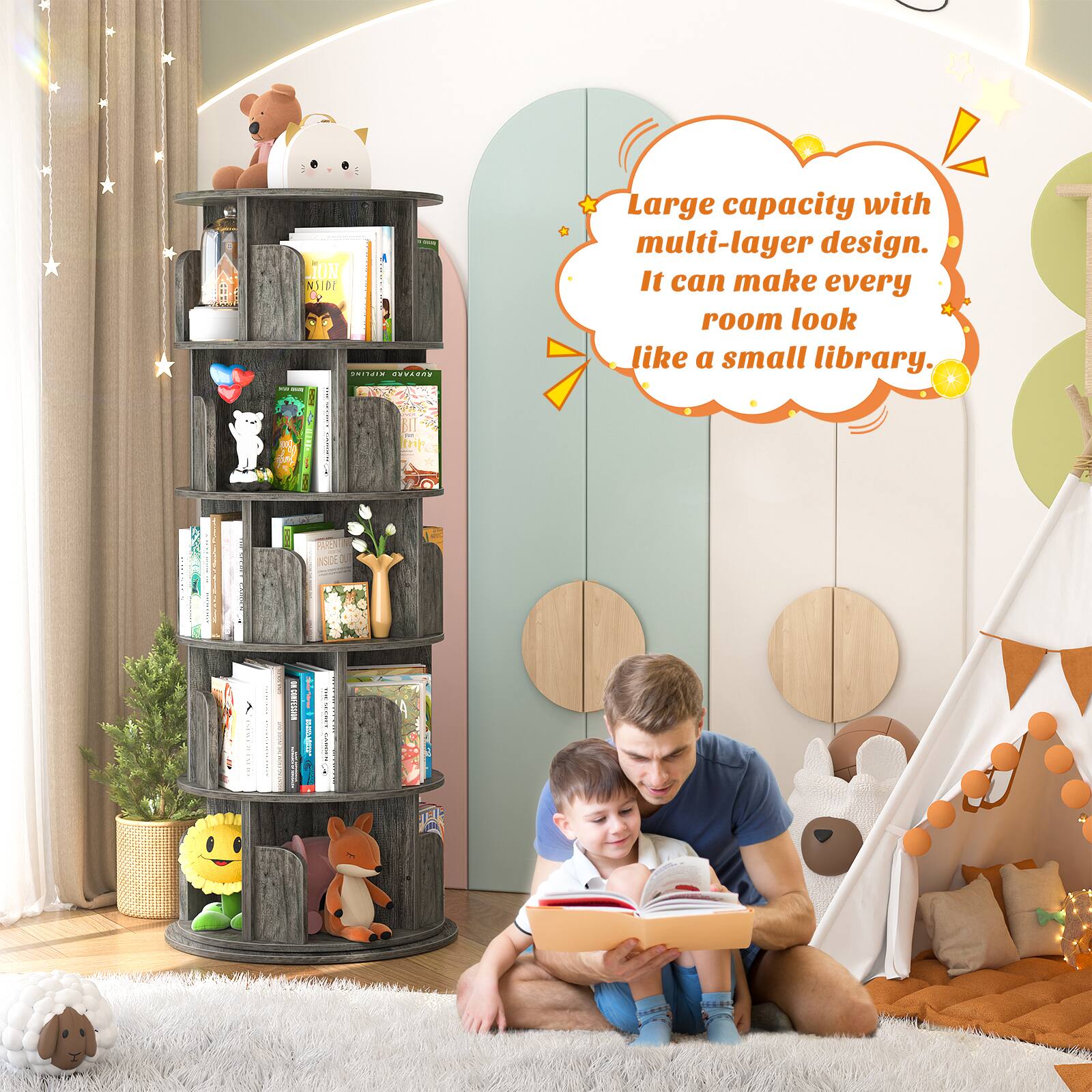Large capacity with multi-layer design. It can make every room look like a small library.