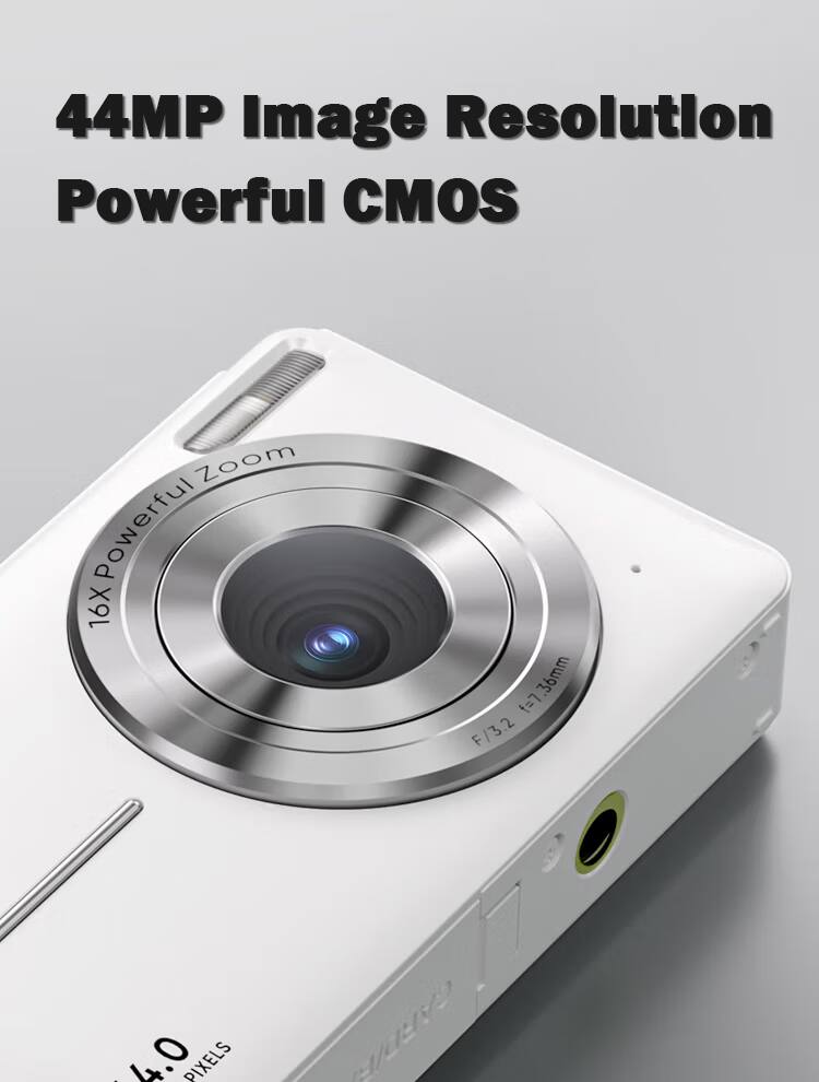 44MP Image Resolution  
Powerful CMOS  
16X Powerful Zoom  
f=7.36mm  
F/3.2 - 4.0  
4.0 PIXELS