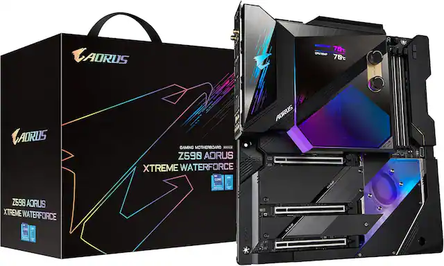 AORUS Z590 AORUS XTREME WATERFORCE
GAMING MOTHERBOARD
Z590 AORUS XTREME WATERFORCE
CPU TEMP 78°C
WATER TEMP 78°C
ESS SABREHIFI
Core
Intel