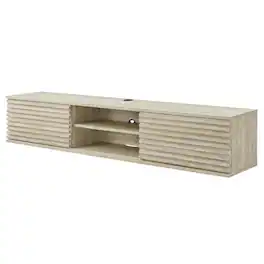 FurniFact - faux wall-mount media console, solid construction, 70-inch design - Gray