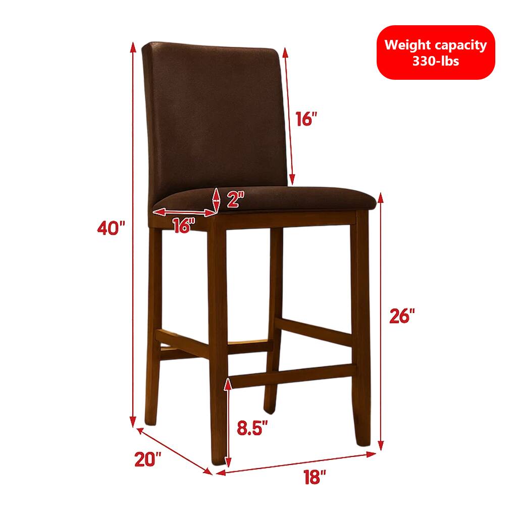 Weight capacity: 330-lbs

Dimensions:
- Height: 40"
- Seat width: 16"
- Seat depth: 16"
- Seat height: 26"
- Back height: 40"
- Armrest height: 2"
- Seat to floor: 20"
- Seat width: 18"
- Seat depth: 8.5"