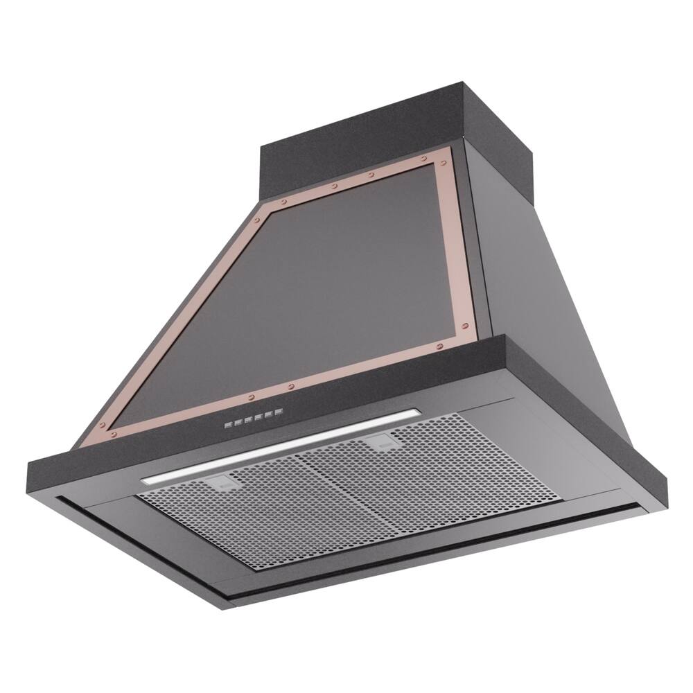 Alt View 2. ILVE - ILVE Nostalgie II Series 30 in. Noblesse Wall Mount Range Hood with 600 CFM (Copper Trim) - Glossy Black.