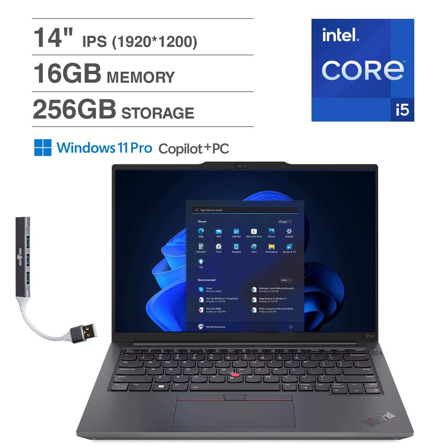 14" IPS (1920*1200)
16GB MEMORY
256GB STORAGE
intel CORE i5
Windows 11 Pro Copilot+PC