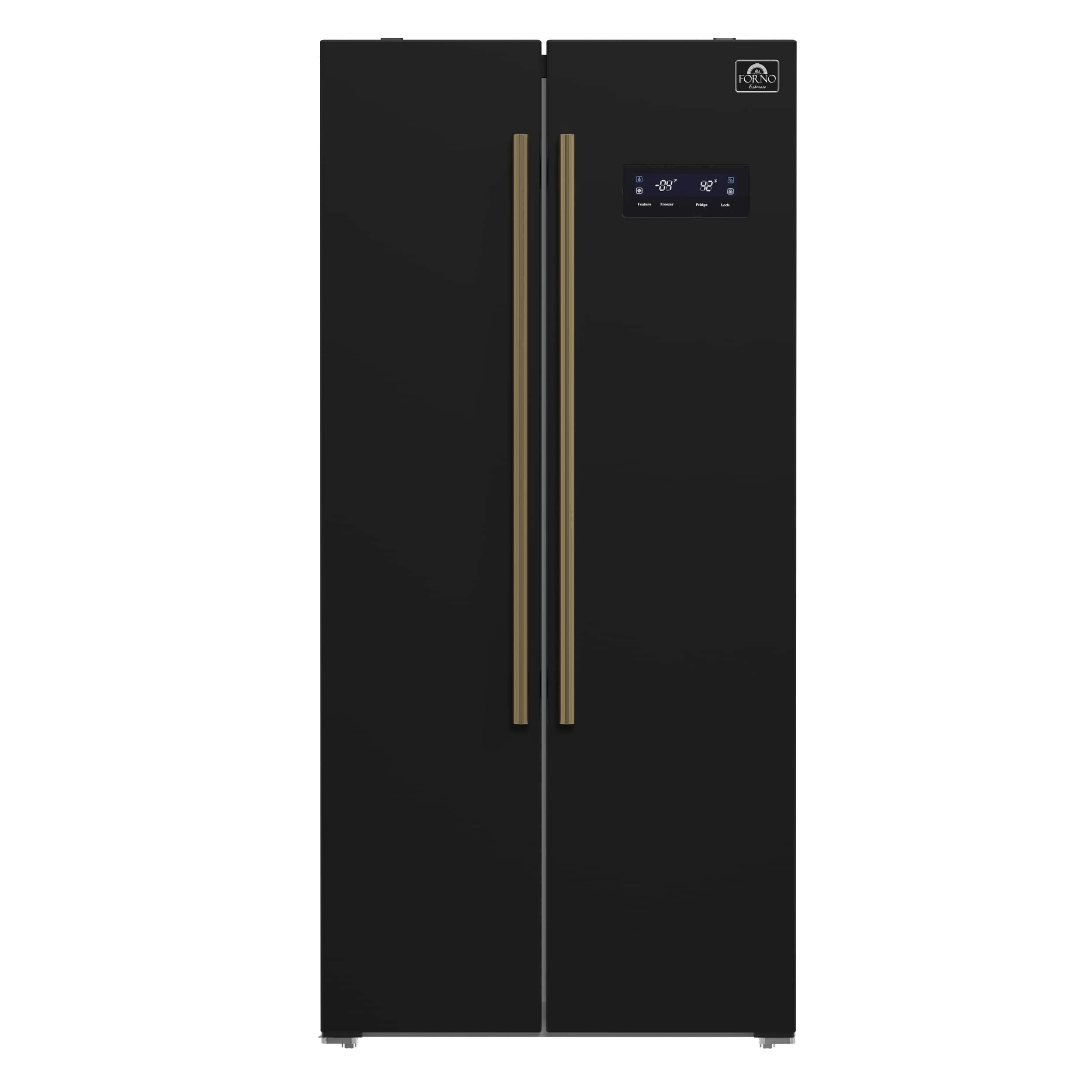 Package - Forno Appliances - Salerno 15.6 Cu. Ft. Freestanding Side-by-Side Refrigerator with Customizable Handles in Antique Brass - Black + 3 more items