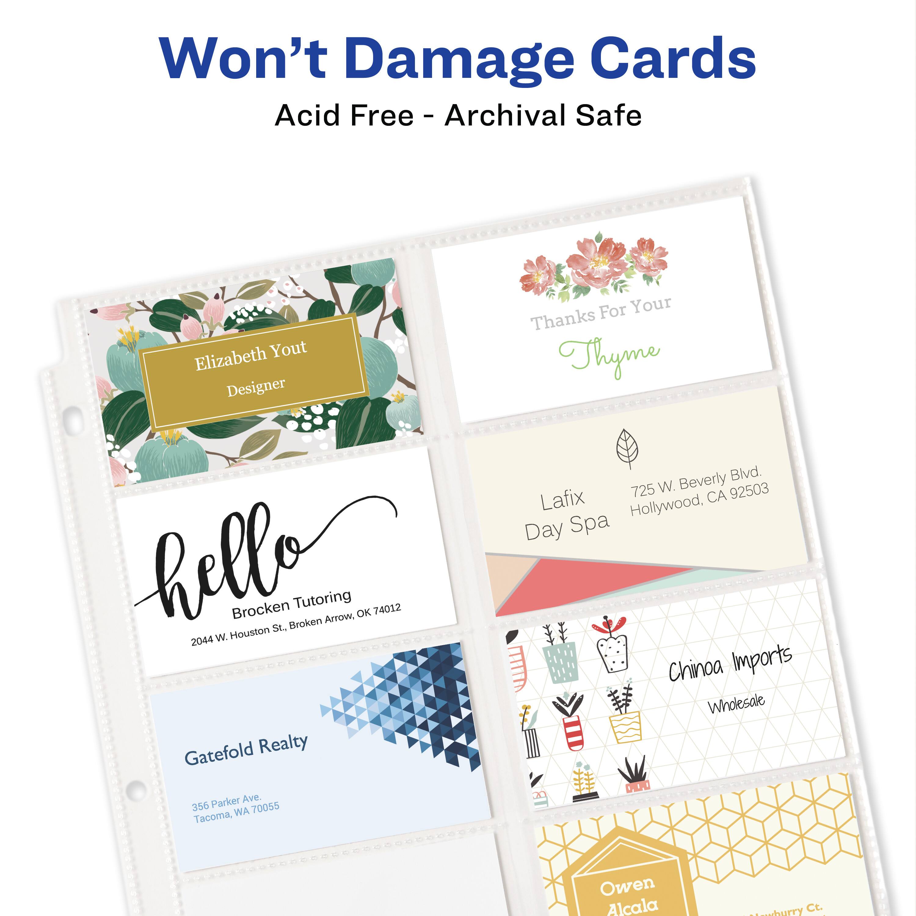 Won't Damage Cards  
Acid Free - Archival Safe  

Elizabeth Yout  
Designer  

hello  
Brocken Tutoring  
2044 W. Houston St., Broken Arrow, OK 74012  

Thanks For Your  
Thyme  

Lafix  
Day Spa  
725 W. Beverly Blvd.  
Hollywood, CA 92503  

Gatefold Realty  
356 Parker Ave.  
Tacoma, WA 70065  

China Imports  
Wholesale  

Owen Alcala