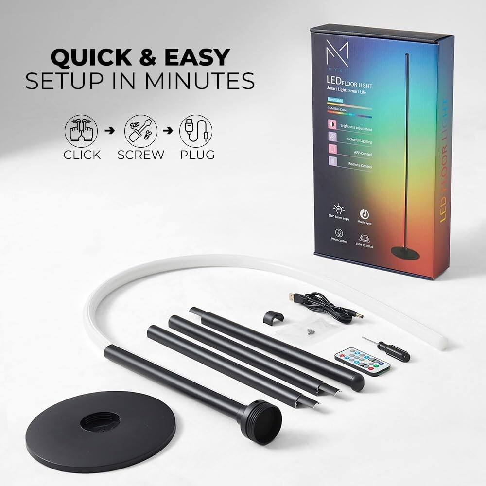 QUICK & EASY SETUP IN MINUTES

CLICK SCREW PLUG

LED FLOOR LIGHT

Smart Lights Smart Life

- 16 Million Colors
- Brightness adjustment
- Color lighting
- APP-Control
- Remote Control

- 360° wide angle
- Music sync
- Voice control

LED FLOOR LIGHT