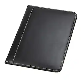 Samsill - Contrast Stitch Faux Leather Padfolio with Writing Pad - Black