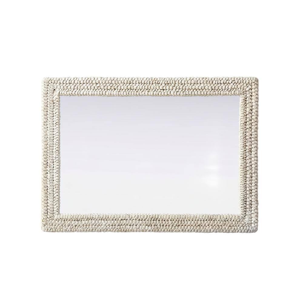 Front. Elegant Decor - Rectangle Cornhusk Mirror 30x42 in Linen White - Linen White.
