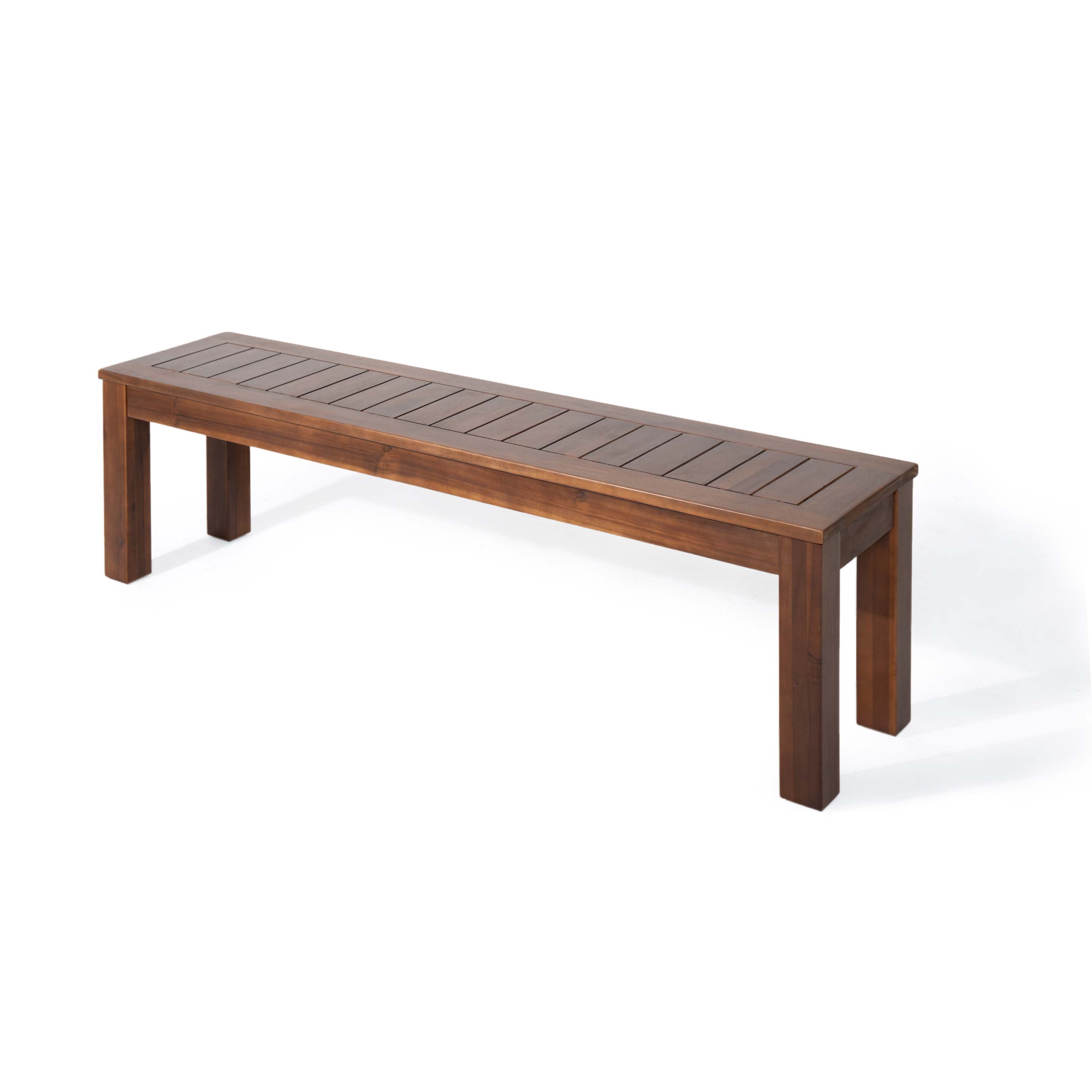 Back. Mondawe - Set of 2 61.75" Outdoor Acacia Wood Dining Bench - Dark Brown.