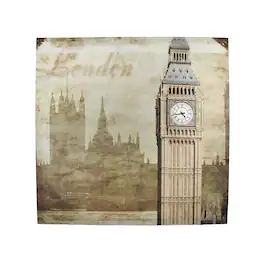 Zeckos - London Houses of Parliament and Big Ben Printed Canvas Wall Hanging - Tan