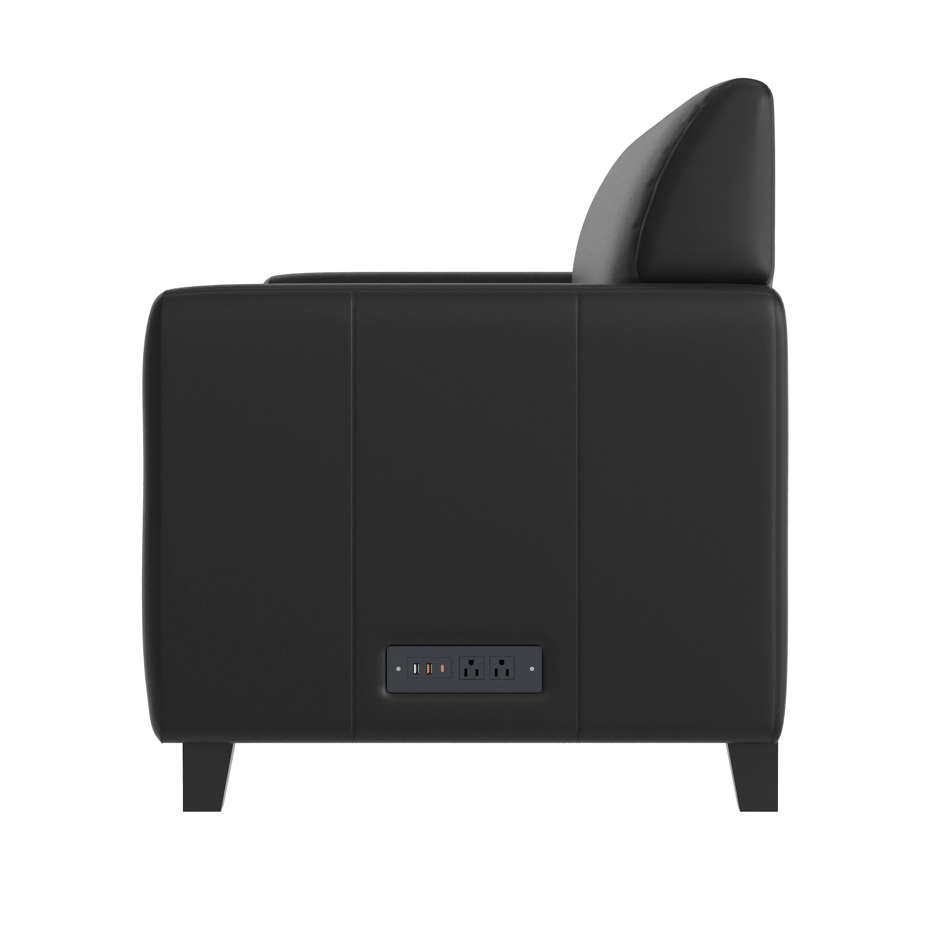 Left. Flash Furniture - Agent Black LeatherSoft Reception Sofa with Left and Right Side Charging Banks, Includes 2 Outlets, 2USB Ports, 1 USB-C - Black.
