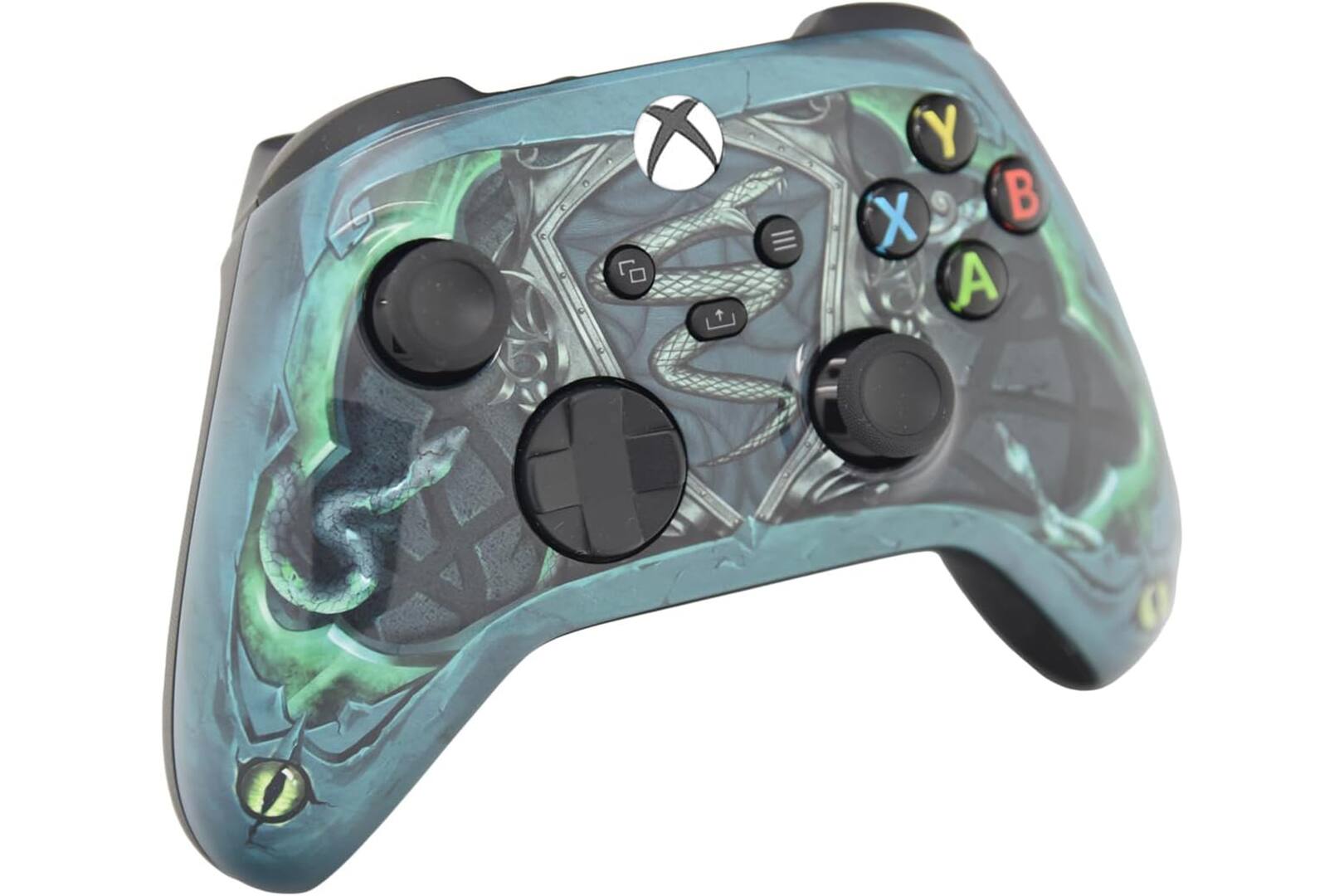 Angle. ProControllers - Custom Wireless Controller for Xbox Series X|S, Xbox One, & PC - Green Snake.