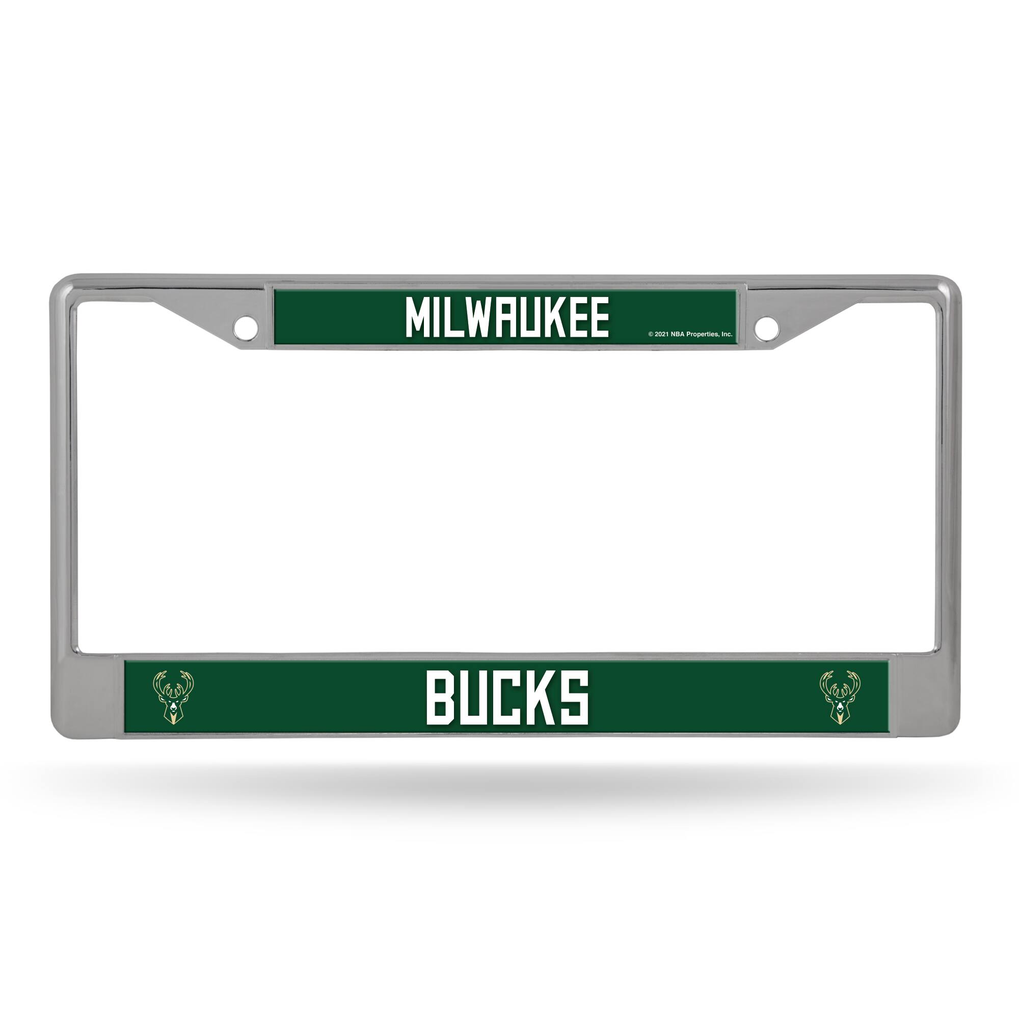 Milwaukee Bucks - 12" x 6" Standard Size - Chrome Metal License Plate Frame