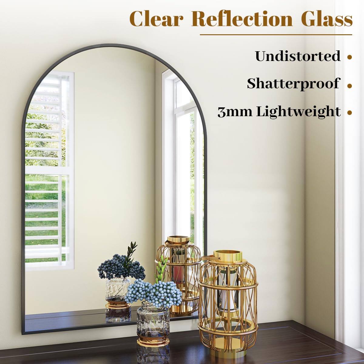Clear Reflection Glass  
- Undistorted  
- Shatterproof  
- 3mm Lightweight