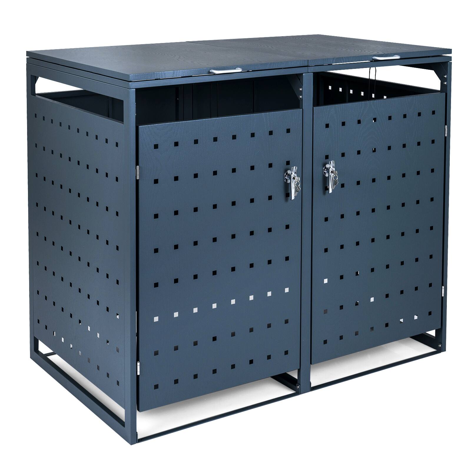 Alt View 9. Gymax - Gymax Metal Garbage Bin Storage Shed for2Trash Cans44CU.FT Double Trash Can Enclosure - Gray.