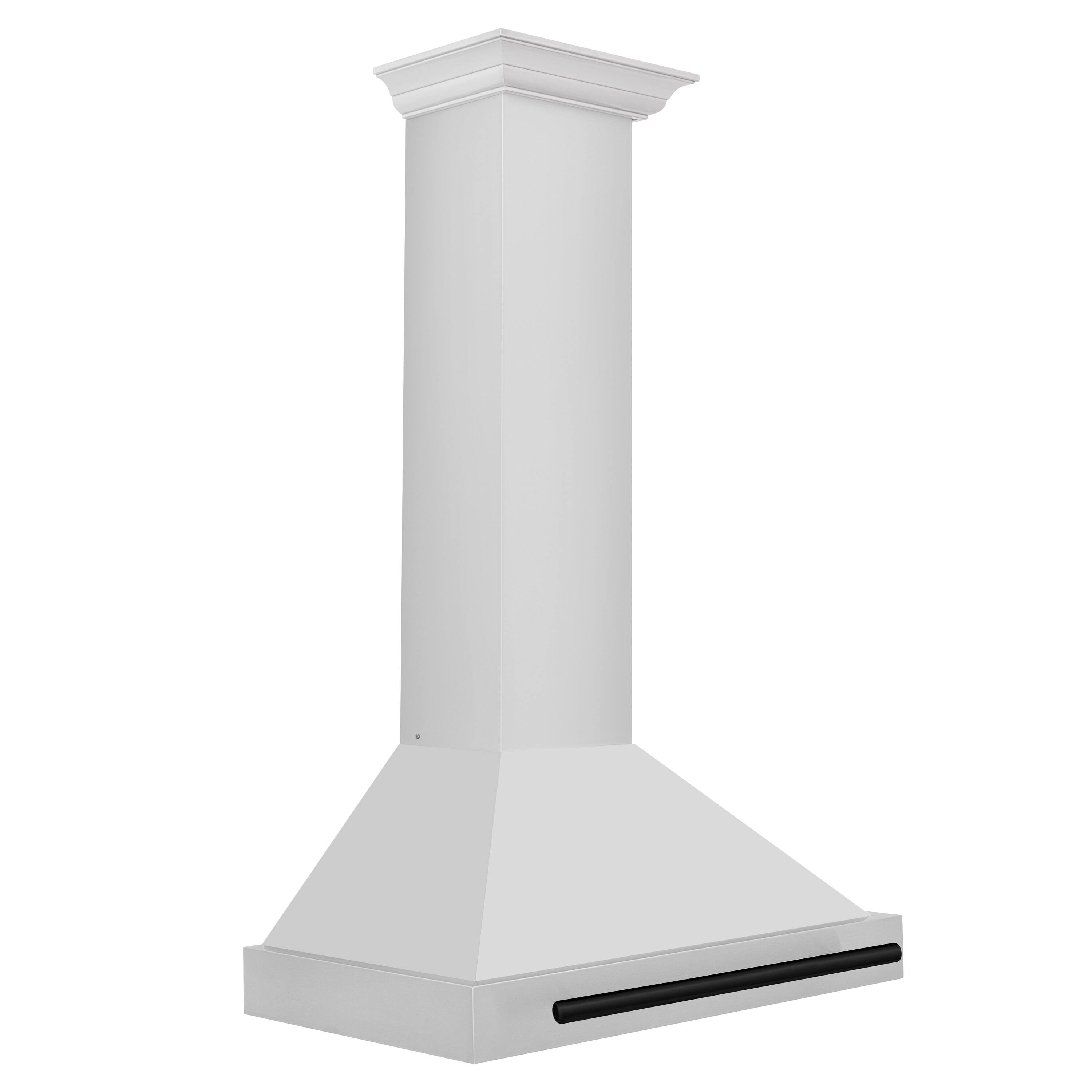 Angle. ZLINE - 30 in. Autograph Edition Convertible Stainless Steel Range Hood with Stainless Steel Shell and Matte Black Accents - Stainless steel.
