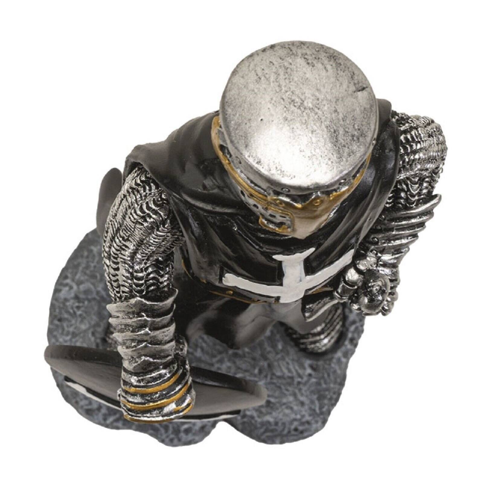 Left. Pacific Trading - Crusader Knight with Shield Figurine 8 Inch Black.